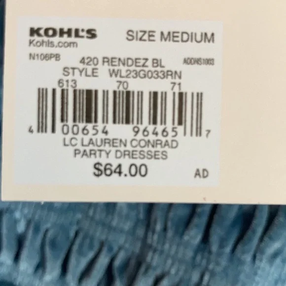 Relisted LC Lauren Conrad smocked flounce hem velvet dress duller blue size M - Picture 8 of 16